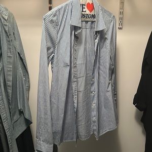 Blue and White Pin Stripe JCrew Button Down Shirt